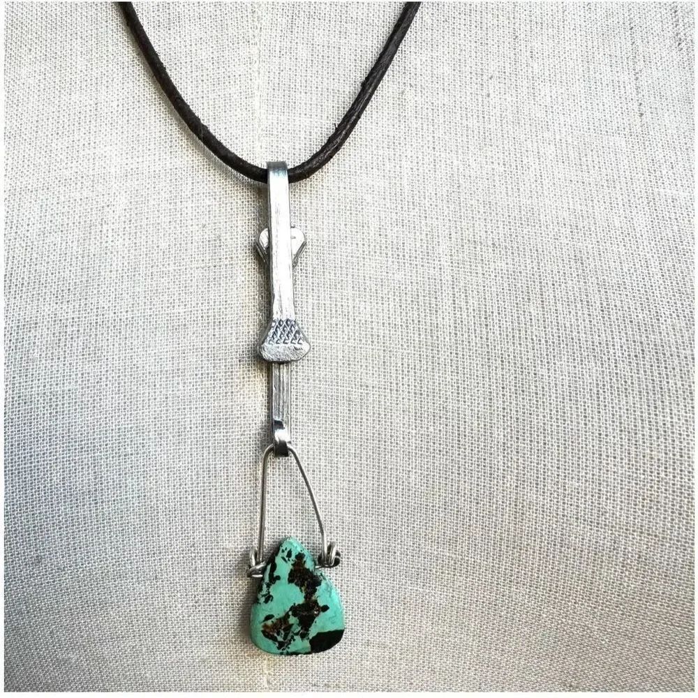 Sterling silver turquoise necklace on cord
